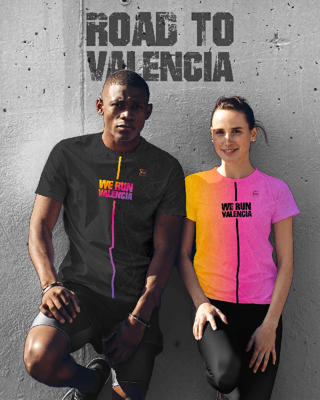 We Run Valencia Unisex performance Tee - Black