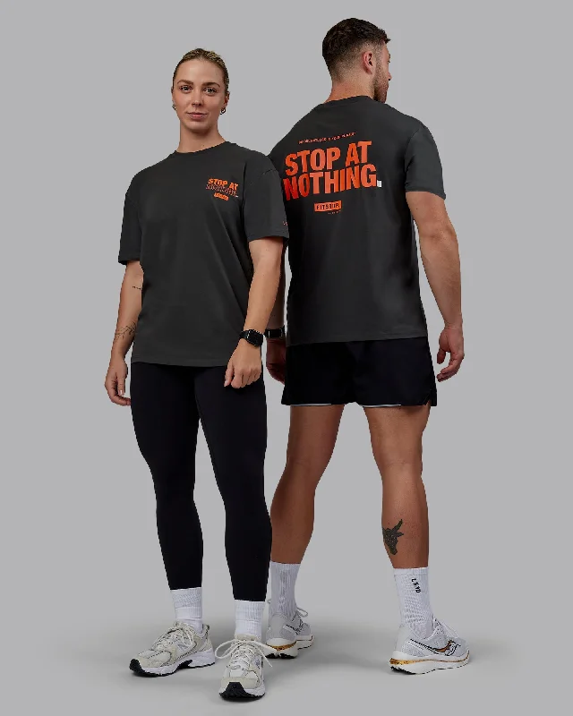 Unisex Fitstop Stop at Nothing Tee Oversize - Pirate Black - Fitstop Red