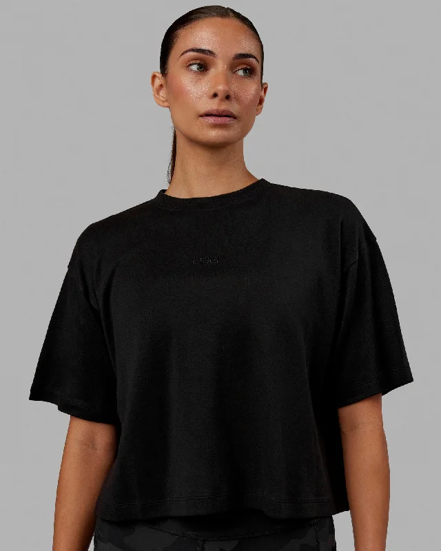 Go-To Modal Oversized Cropped Tee - Black-Black