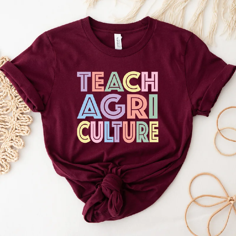 Pastel Lines Teach Agriculture T-Shirt (XS-4XL) - Multiple Colors!