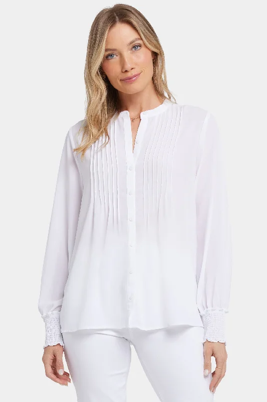 Pleated Peasant Blouse - Optic White