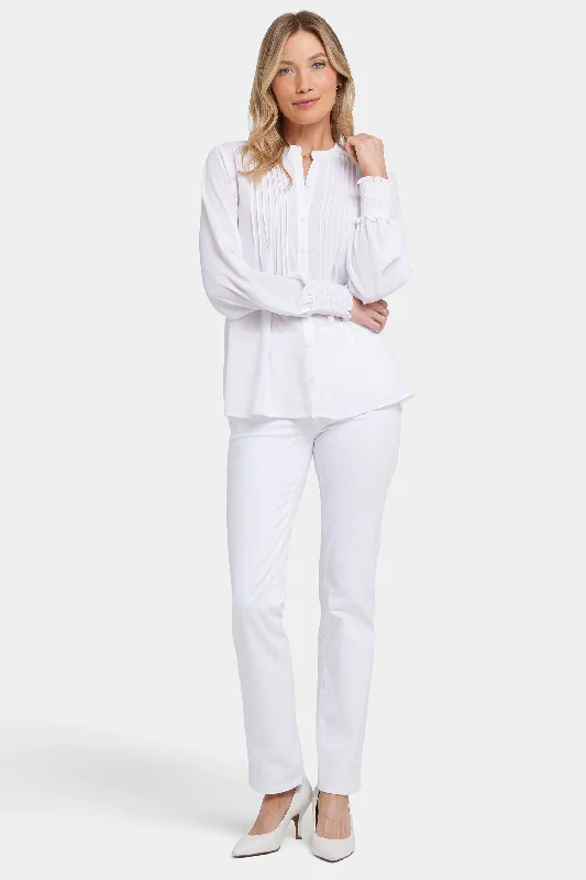 Pleated Peasant Blouse - Optic White