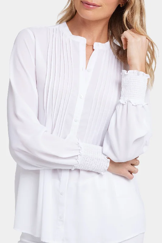 Pleated Peasant Blouse - Optic White