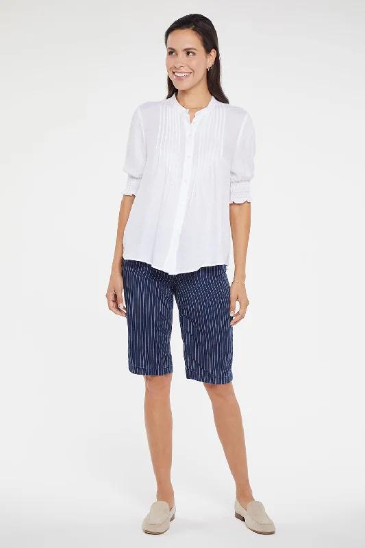 Pleated Short Sleeved Blouse - Optic White