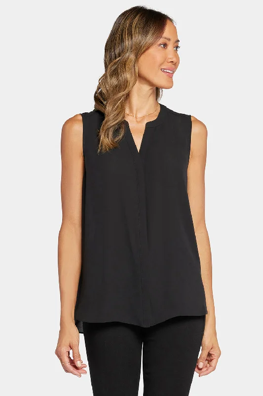 Sleeveless Pintuck Blouse - Black