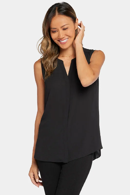 Sleeveless Pintuck Blouse - Black