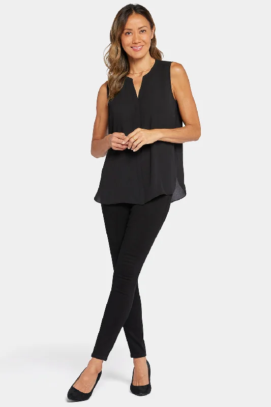 Sleeveless Pintuck Blouse - Black