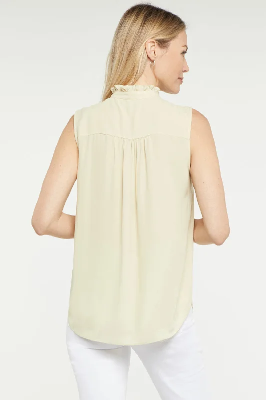 Sleeveless Ruffle Neck Blouse - Butter