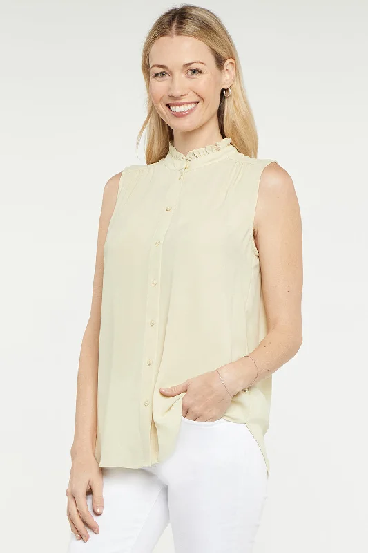 Sleeveless Ruffle Neck Blouse - Butter