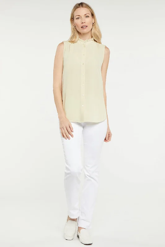 Sleeveless Ruffle Neck Blouse - Butter