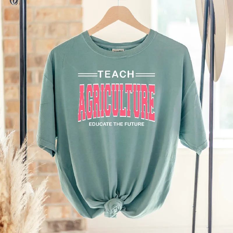 Teach Agriculture Educate The Future Pink Ink ComfortWash/ComfortColor T-Shirt (S-4XL) - Multiple Colors!