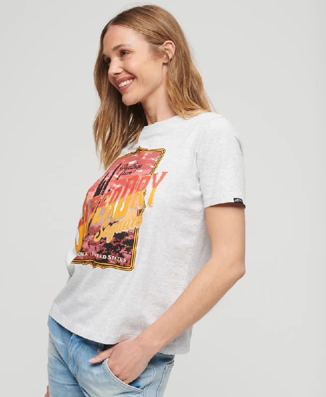 Travel Souvenir Graphic T-Shirt | Flake Grey Marle