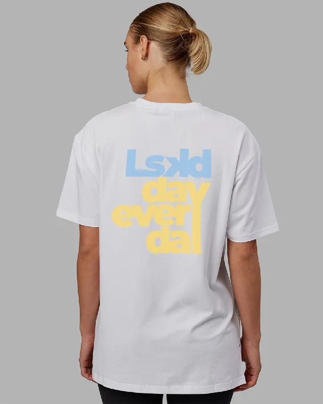 Unisex LSKD Every Day FLXCotton Tee Oversize - White-Blue-Yellow