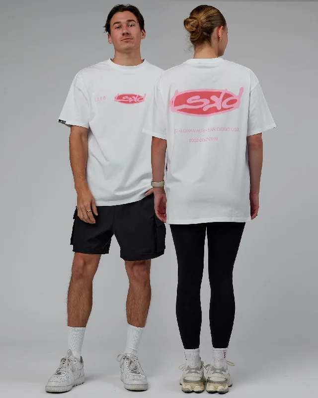 Unisex Unhinged FLXCotton Tee Oversize - White-Pink