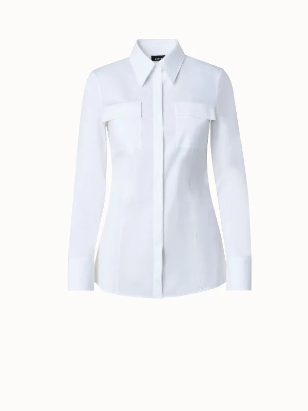 Cotton Stretch Poplin Blouse