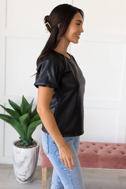 Gracious Faux Leather Blouse