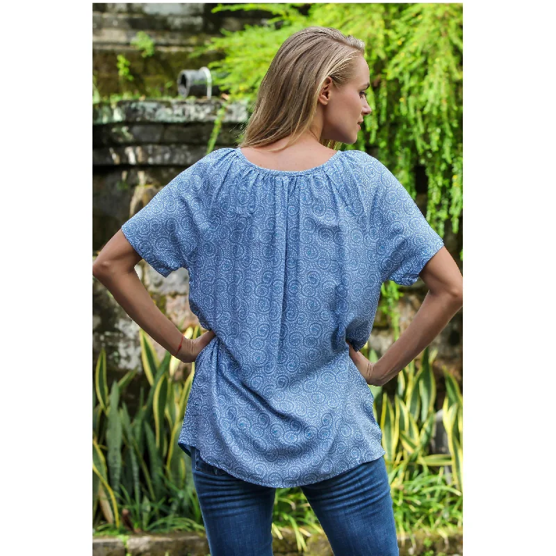 Ocean Dreams Blue Rayon Blouse