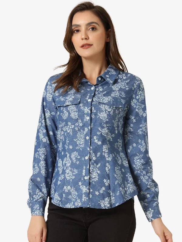 Mid Blue Floral / L