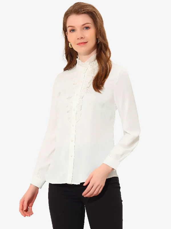 Vintage Ruffle Blouse Business Casual Work Top Shirt