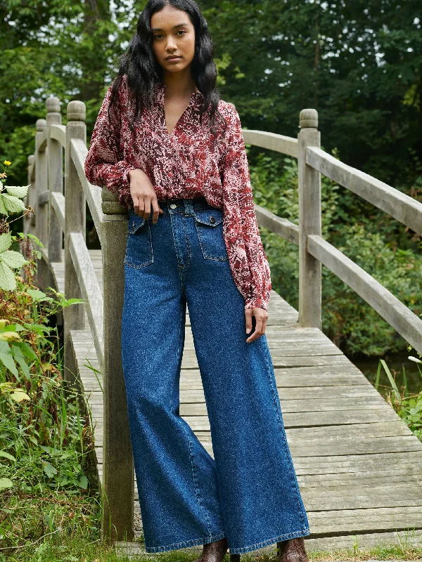 Pink Snake Print Pintuck Blouse