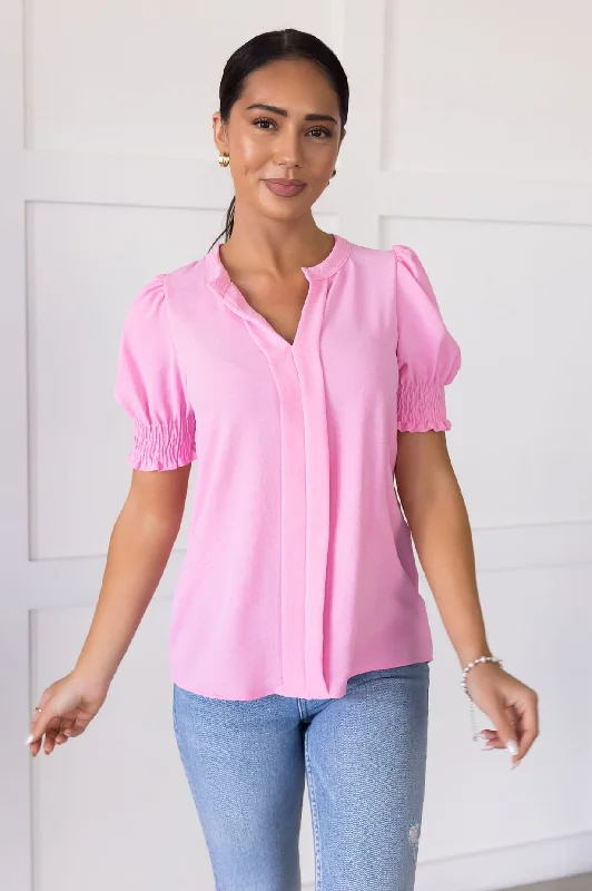 Pretty Pleats V-Neck Blouse