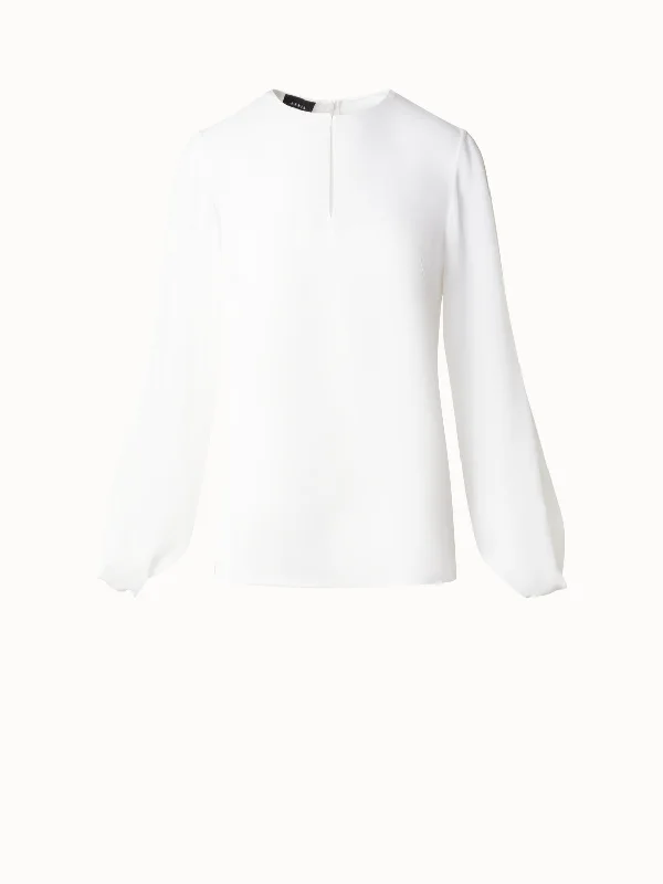 Silk Blouse with Transparent Volume Sleeves