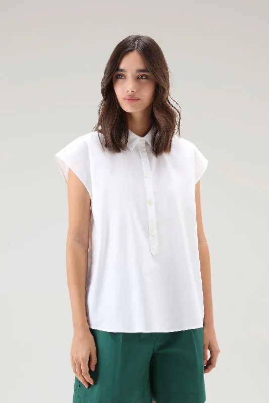 Poplin Blouse In Pure Cotton Poplin Bright White