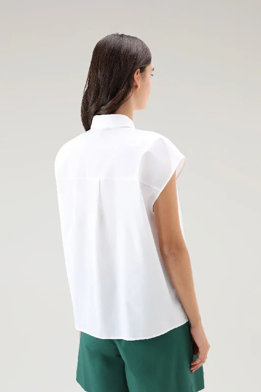 Poplin Blouse In Pure Cotton Poplin Bright White