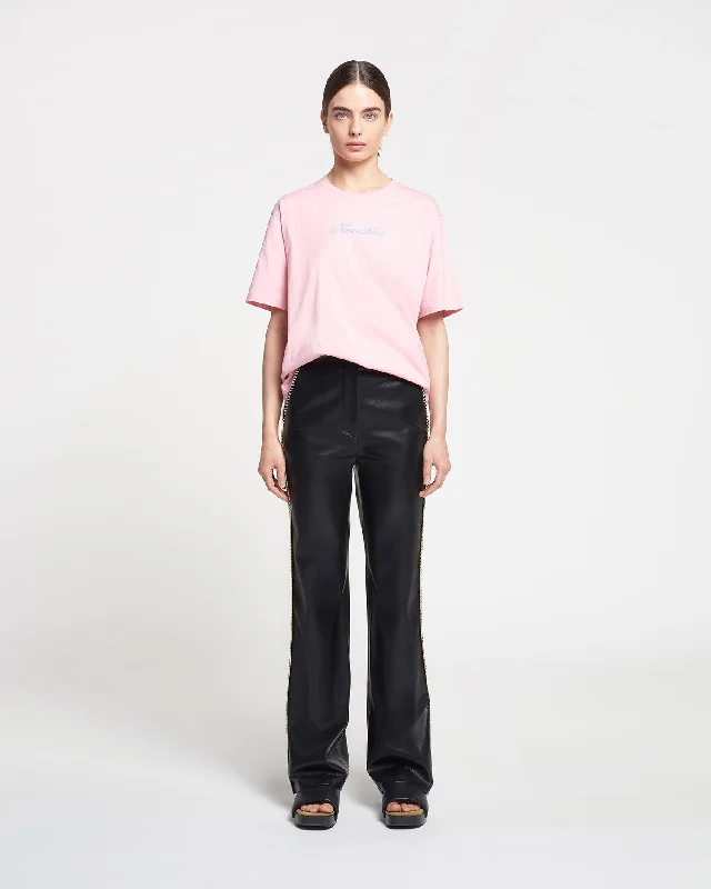 Reece - Embroidered Cotton-Jersey T-Shirt - Pink/Blue