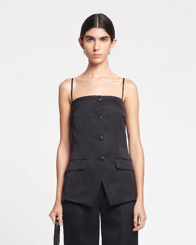 Alessa - Tailored Tech-Satin Vest - Black