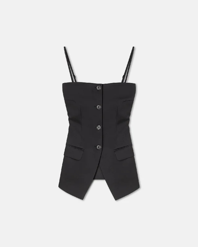 Alessa - Tailored Tech-Satin Vest - Black