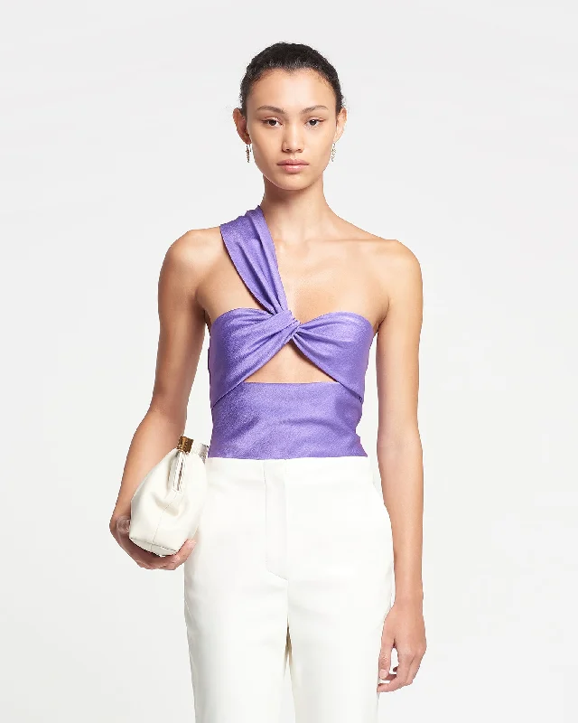 Alvin - Twisted Crisp-Satin Top - Iris