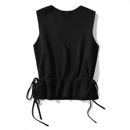 2022 Vest Women's Short V-Neck Waist Trimming Knitted Korean Style Sweater Fashion