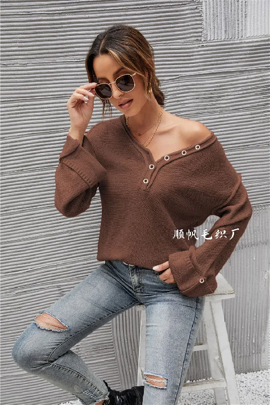 2022  women's large size V-neck sweater  long sleeve sweater women