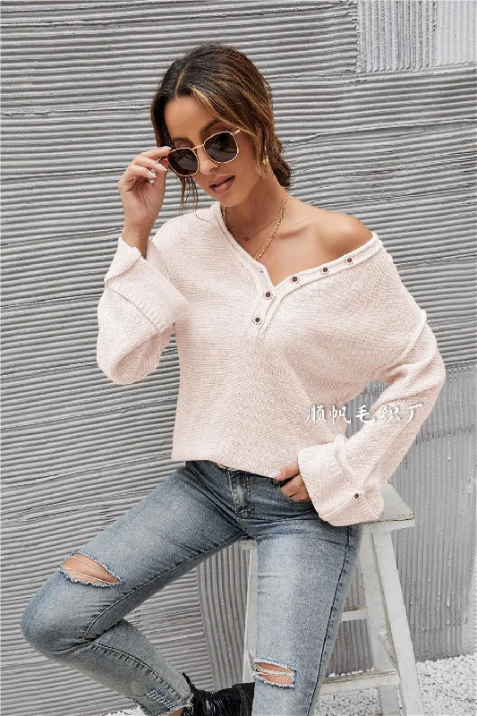 2022  women's large size V-neck sweater  long sleeve sweater women