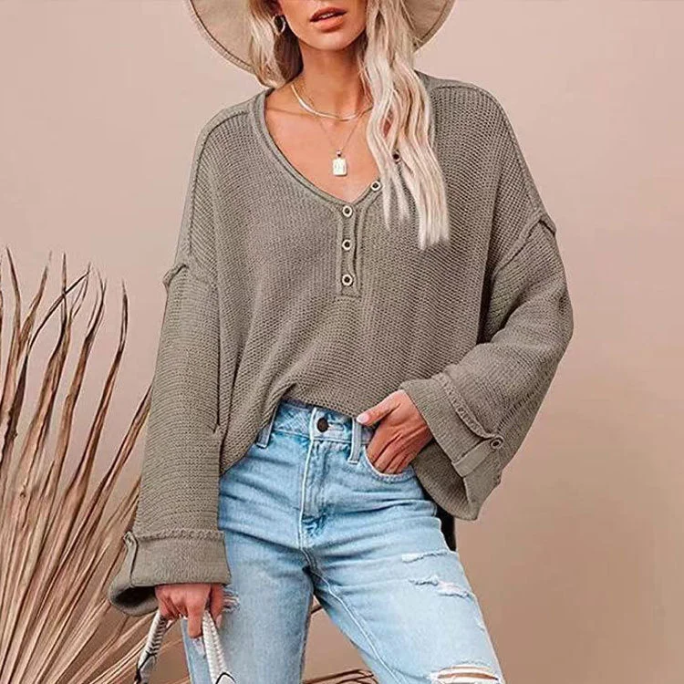 2022  women's large size V-neck sweater  long sleeve sweater women