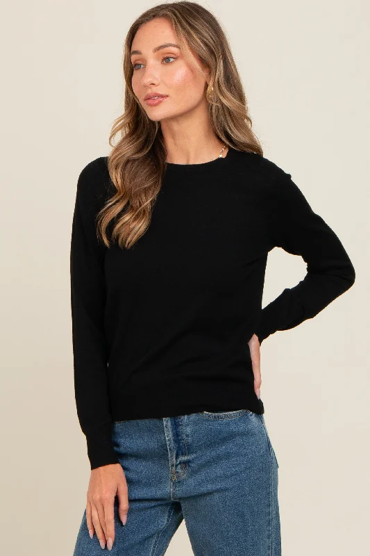 Black Basic Soft Knit Sweater