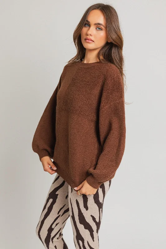 Brown Textured Checker Sweater