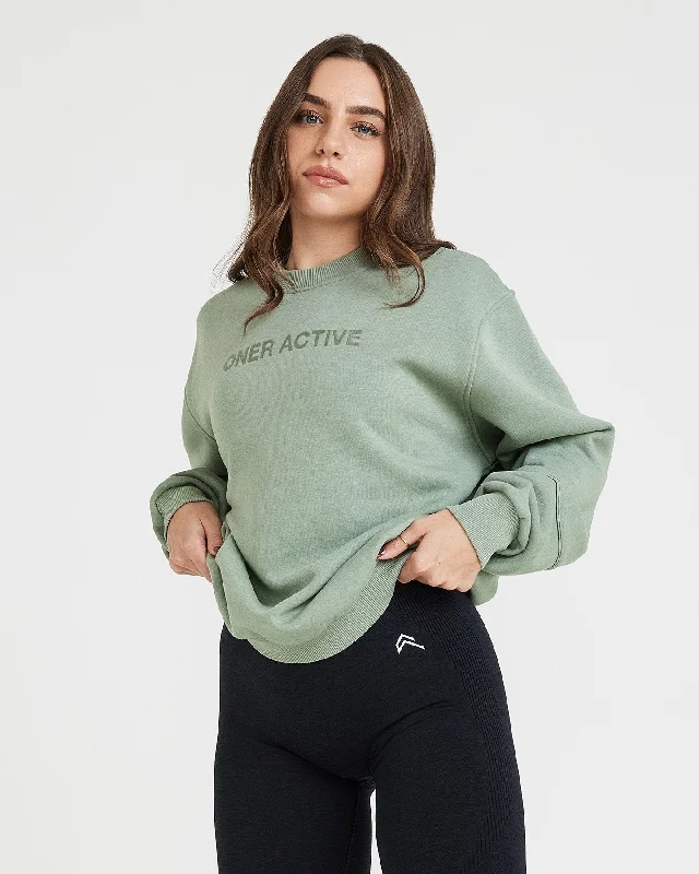 Classic Lounge Oversized Crew Neck | Sage