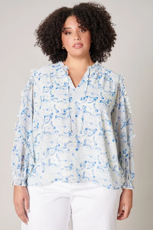 Corinna Paisley Raj Balloon Sleeve Blouse Curve