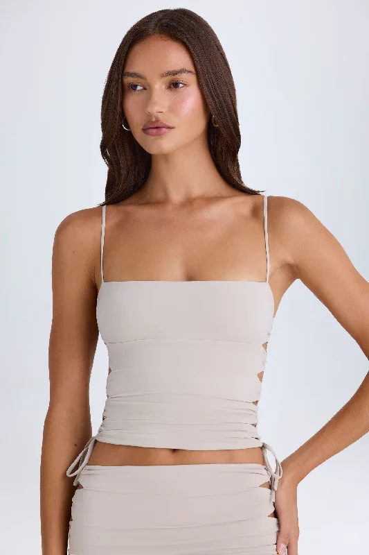 Ruched Cut-Out Top in Taupe