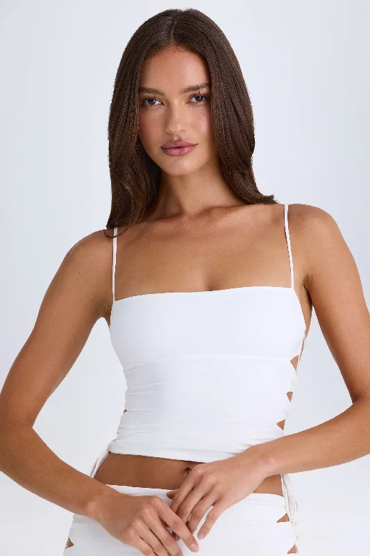 Ruched Cut-Out Top in White