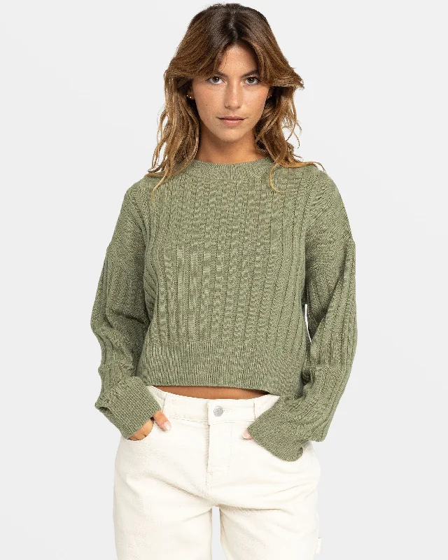 Exploring Diary Crew Neck Sweater - Oil Green