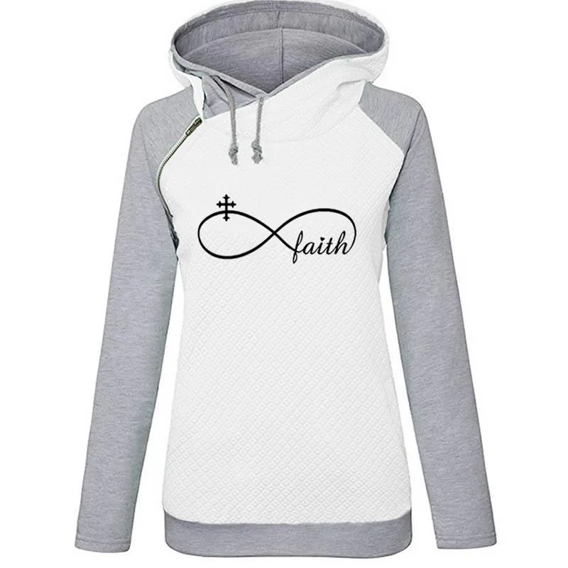 Faith XXXL Hoodies Sweatshirt Apparel Latest Design Autumn Winter Zipper Women Double Hooded Pullover Sweatshirt Wholesale Tops