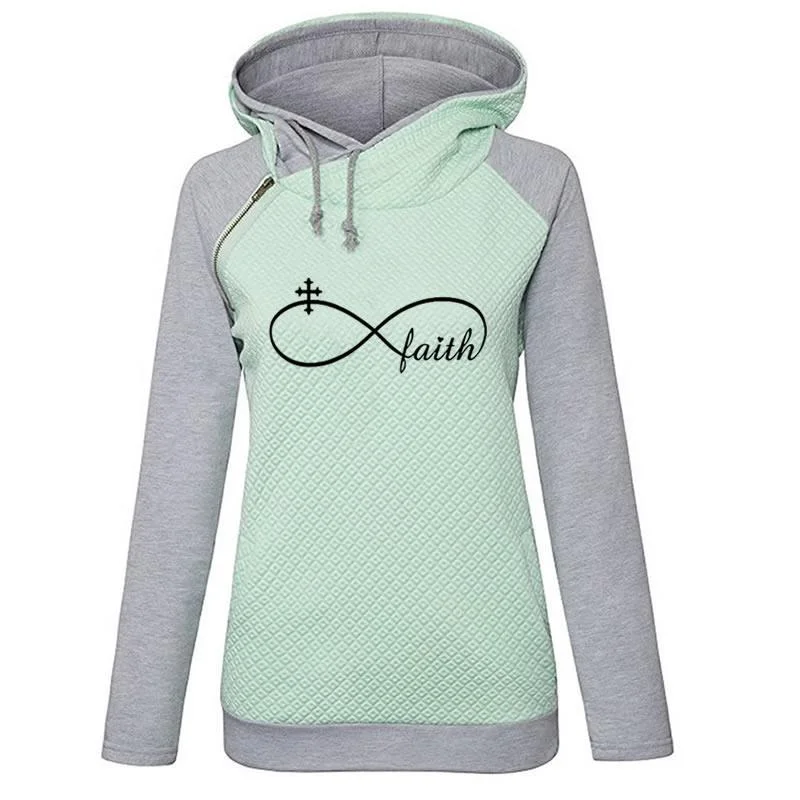 Faith XXXL Hoodies Sweatshirt Apparel Latest Design Autumn Winter Zipper Women Double Hooded Pullover Sweatshirt Wholesale Tops