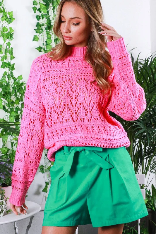 Fuchsia Open Knit Sweater