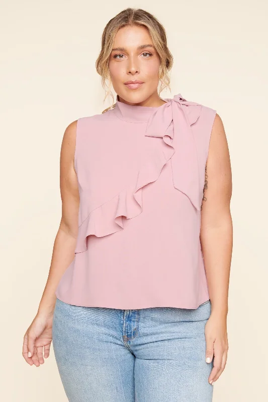 Hustler Sleeveless Neck Tie Blouse Curve