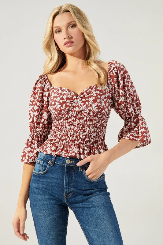 In the Moment Floral Smocked Top