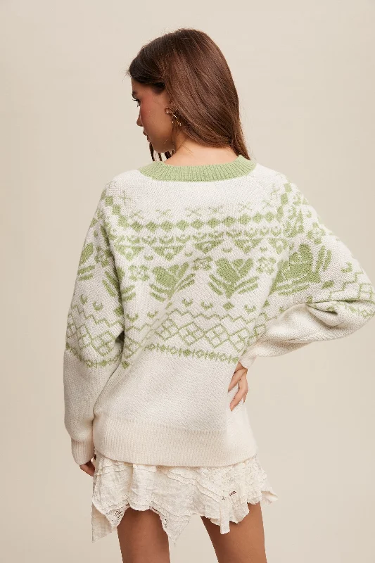 Ivory Contrast Vintage Print Sweater