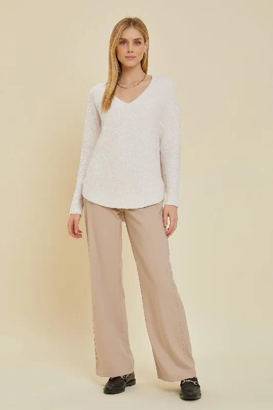 Ivory Fuzzy Soft Knit Sweater